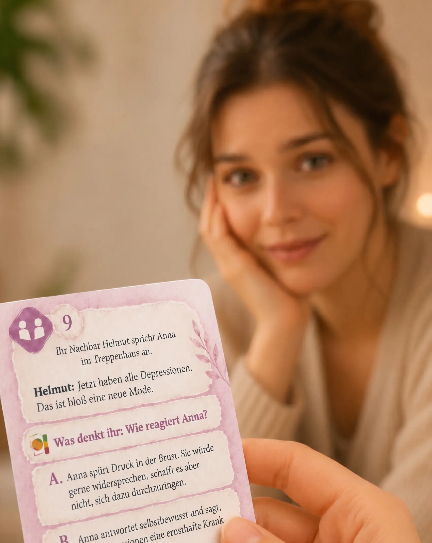 Spielkarte aus Look Inside mit einer Interaktionssituation der Hauptfigur