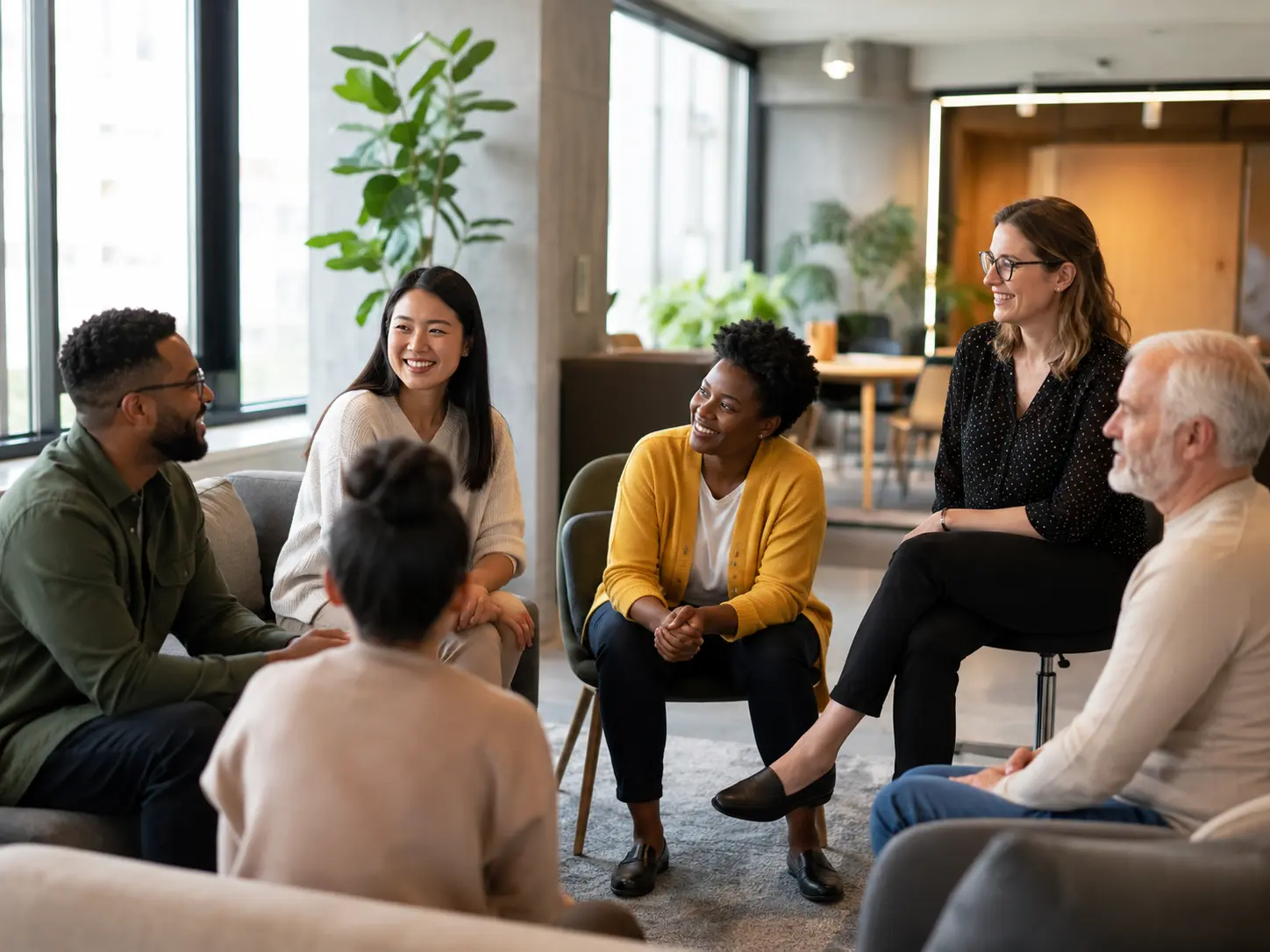 Team im Büro im offenen Austausch